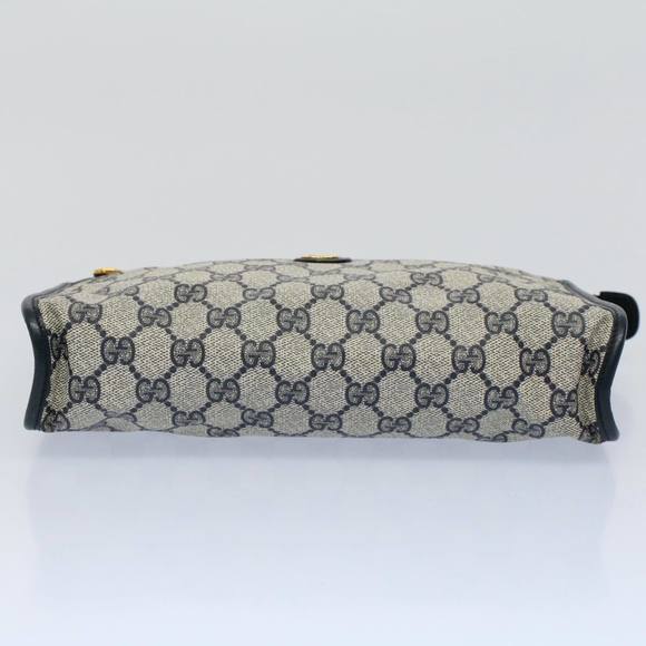 GUCCI GG Supreme Clutch Bag PVC Leather Navy Gray 014 115 Auth yk8933 - Picture 6 of 16